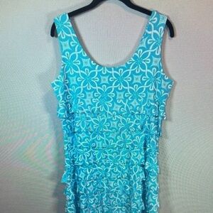 Floral Blue Sleeveless Dress